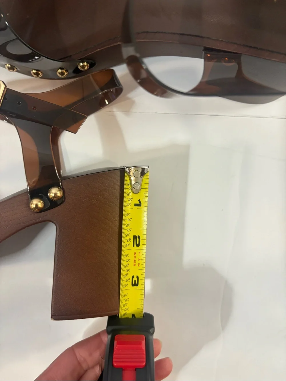 Madden Girl Brown Studded Platform Block Heel Buckle Ankle Strap Sandals